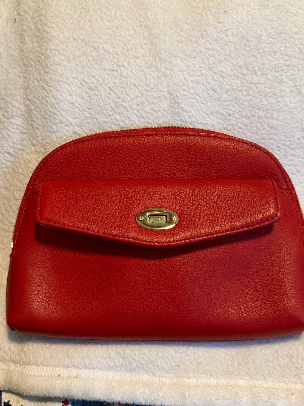 Talbot Red Leather Women's Clutch Handbag - Classic Turn-Lock